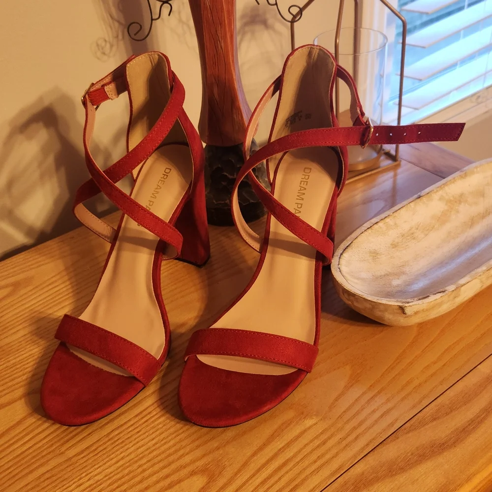 Dream Pairs Red Strappy Heels - Picture 2 of 9